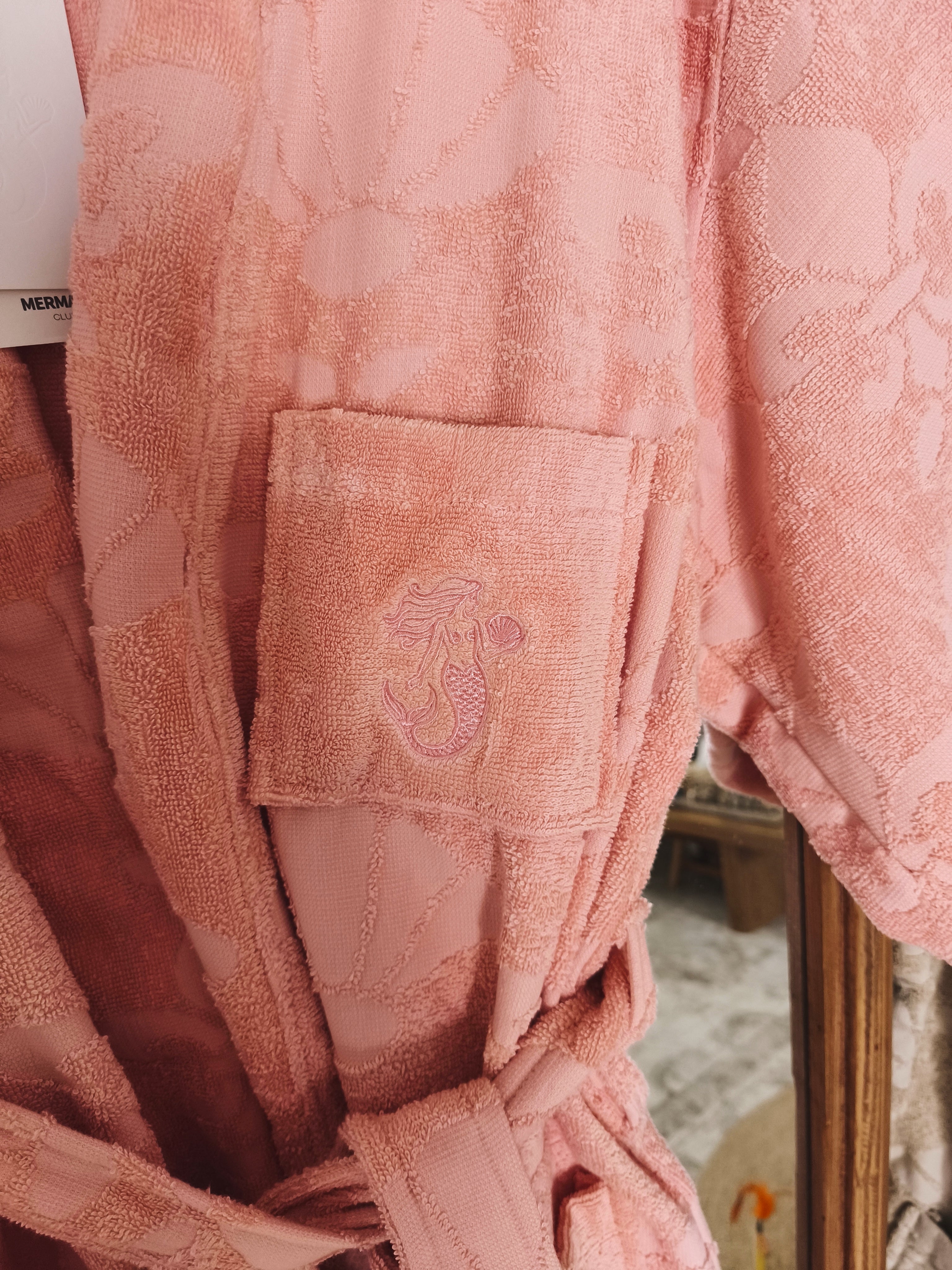 Mermaids Club coral blush robe pocket detail Dubai resortwear