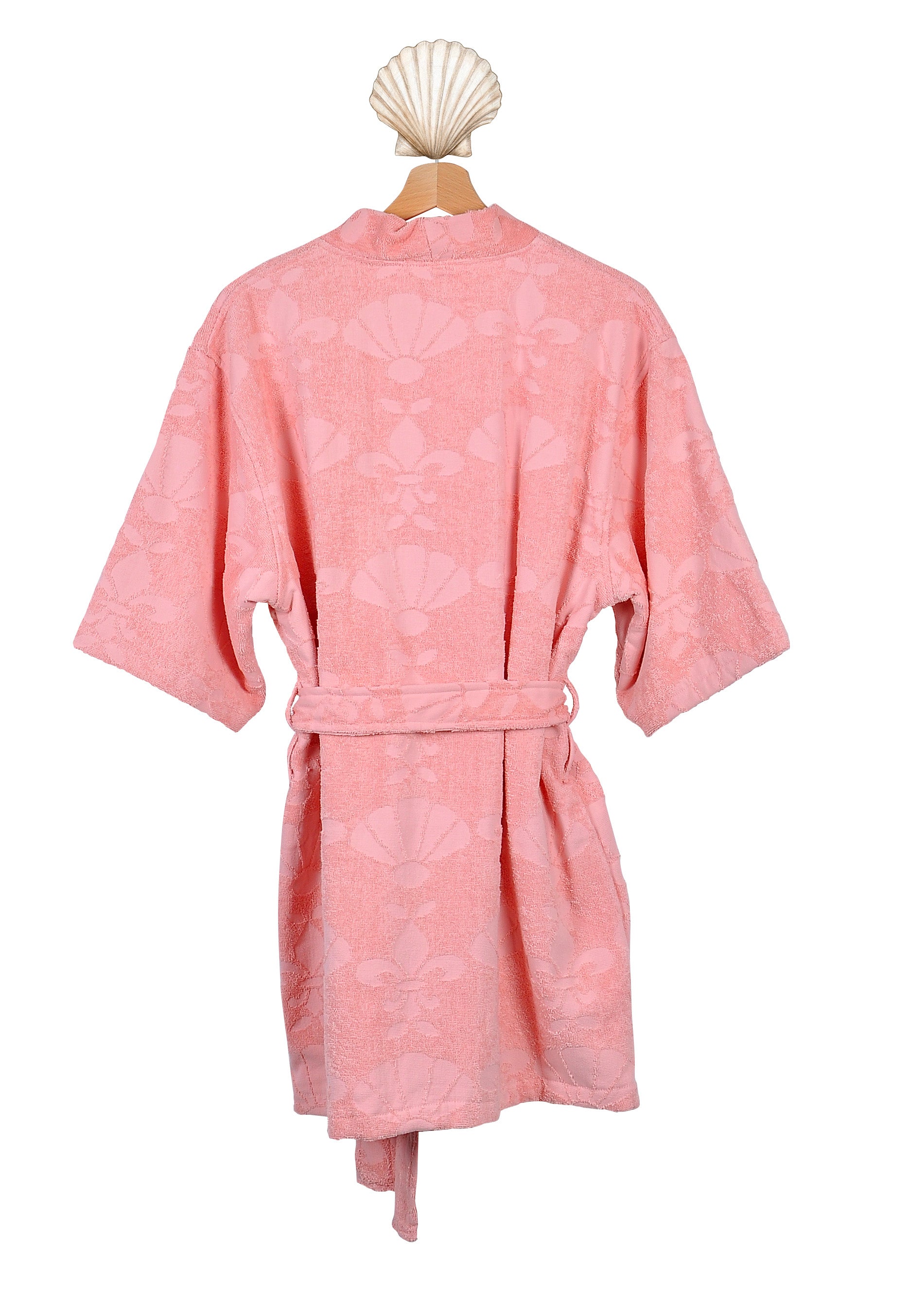 Pink cotton beach cover up back view V-neck Dubai — Mermaids Club