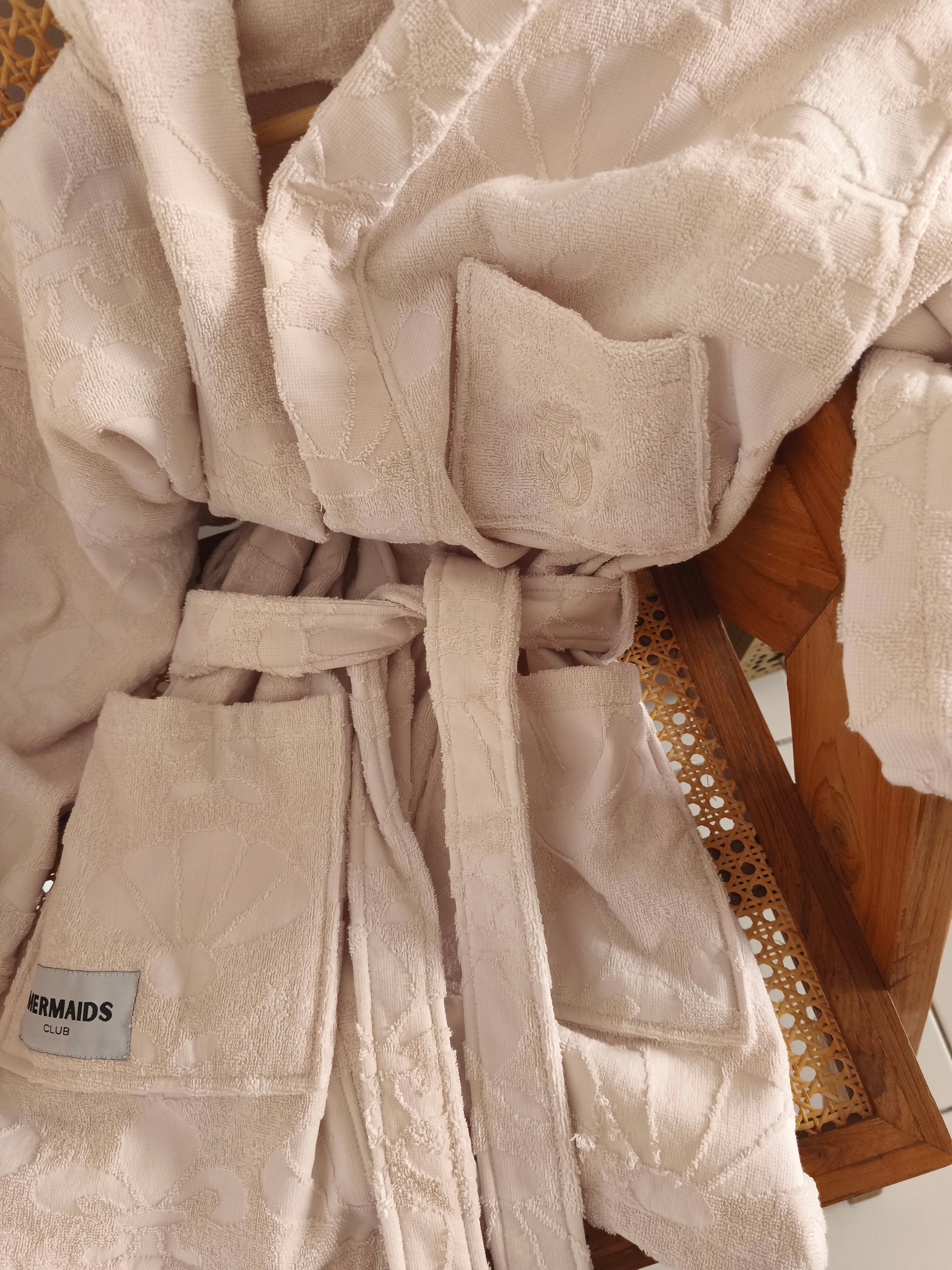 Mermaids Club white hooded robe detail pockets UAE resortwear