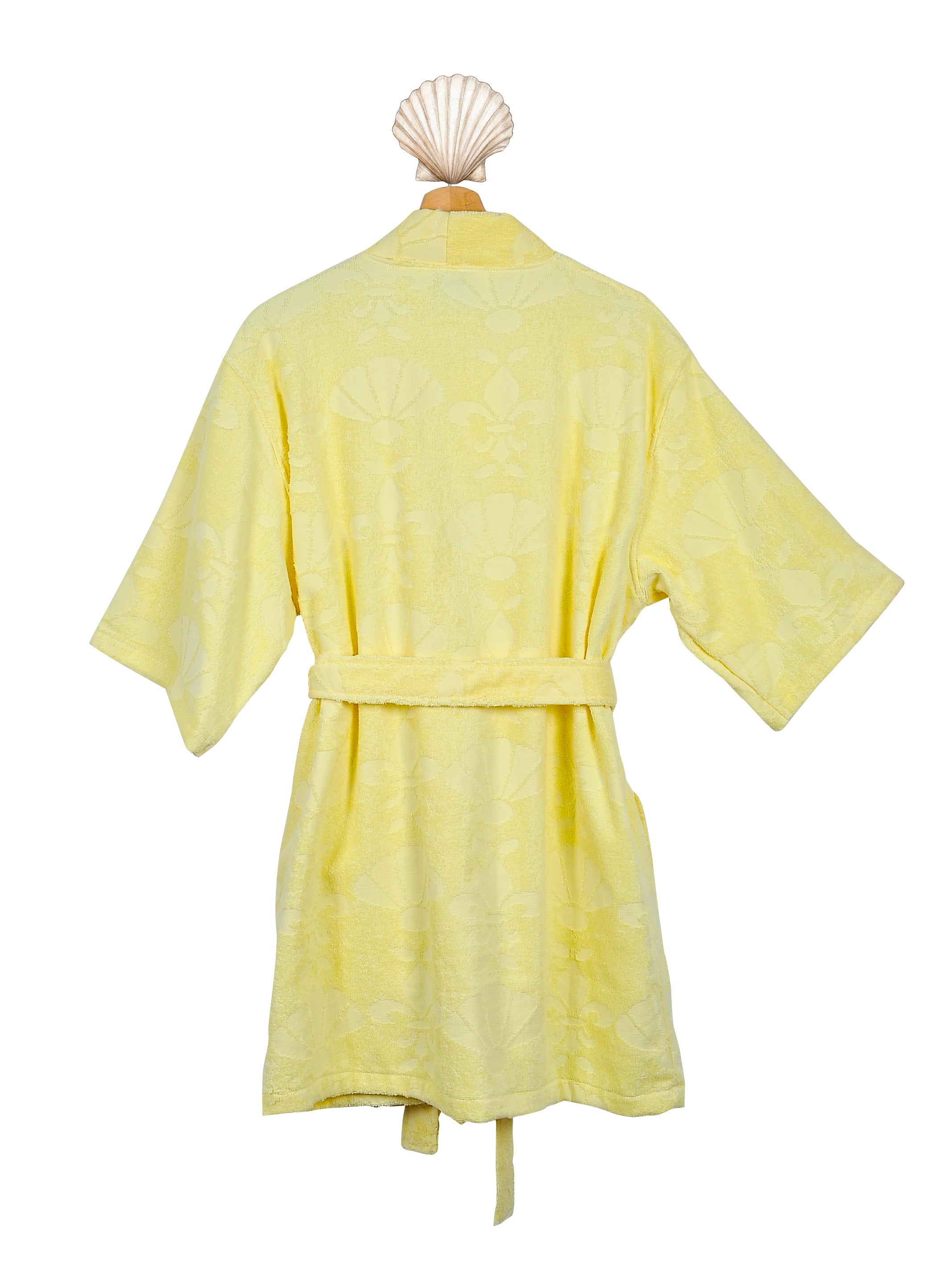 Bright yellow cotton robe women back — Mermaids Club