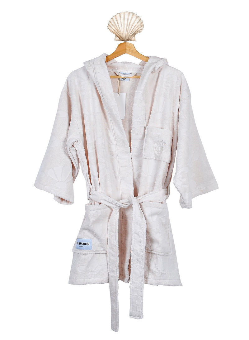 Mermaid Pearl white hooded beach robe Dubai — Mermaids Club