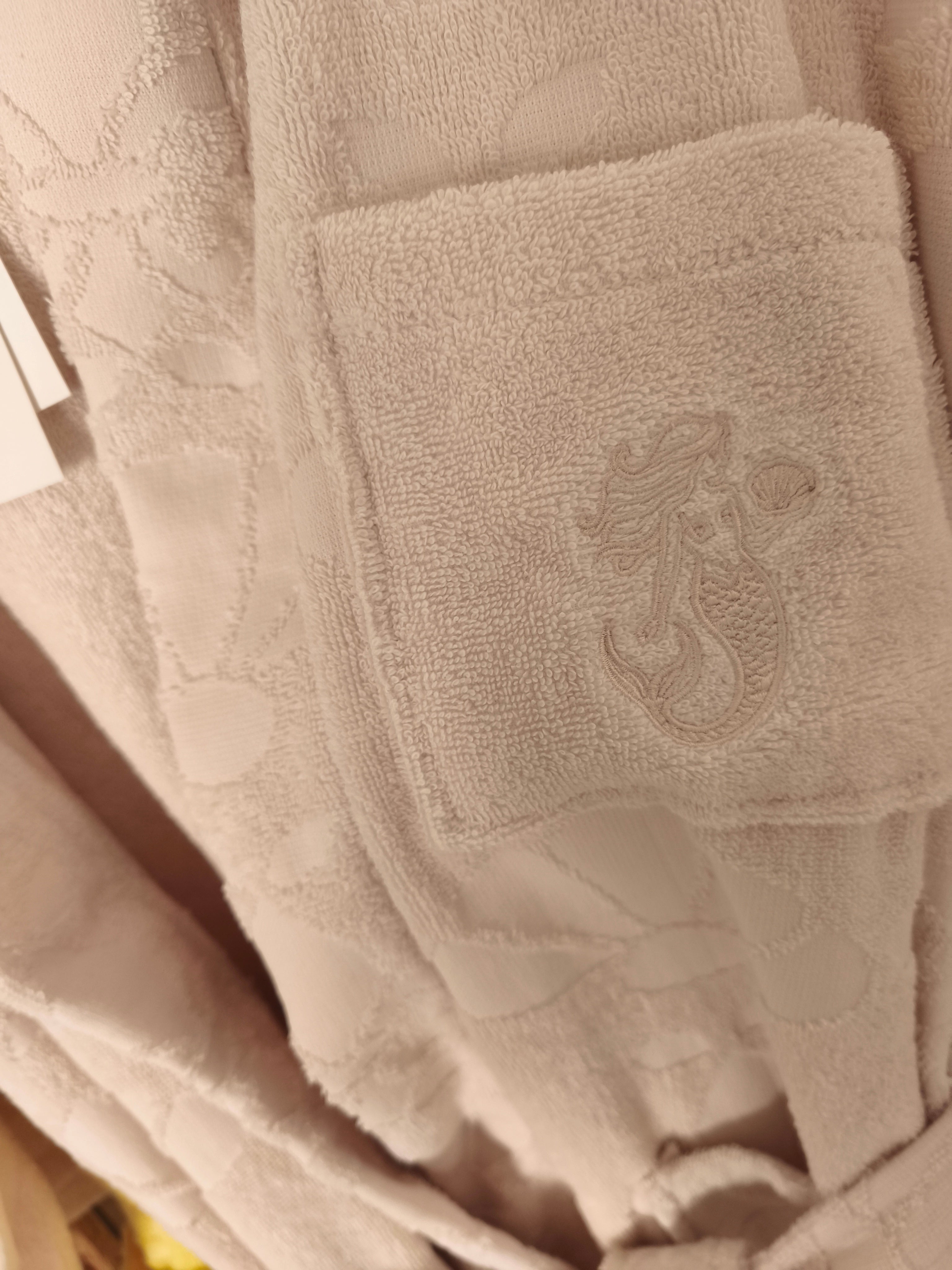 Mermaids Pearl white hooded robe detail logo emboidered UAE resortwear